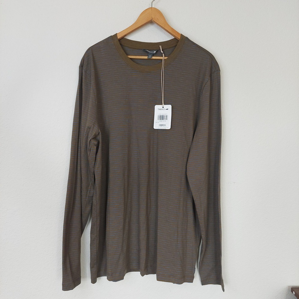 Toad&Co Tempo Long Sleeve Crew Stripe‎ Tencel Organic Cotton Shirt Men's XL NWT
